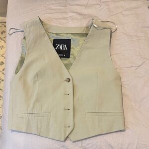 Zara Light Sage Green Tailored Vest